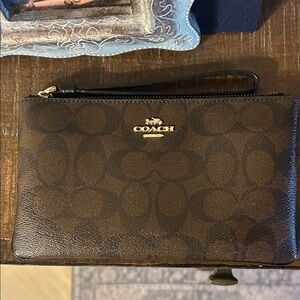 Coach Signature Brown Wristlet